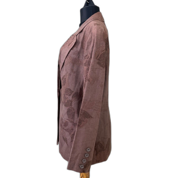NWT Coldwater Creek classic linen blend Floral Blazer jacket women’s 10 Brown - Picture 2 of 13